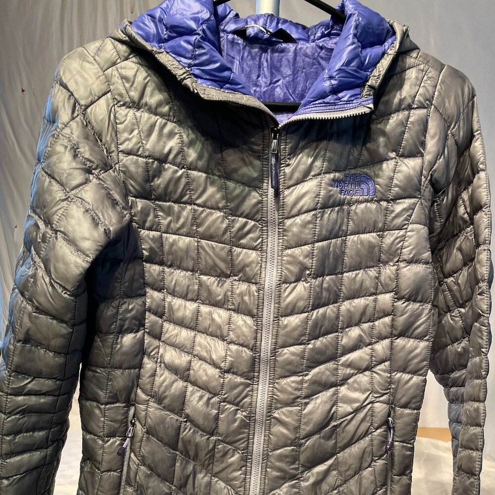 The North Face Gray and Purple Puffer Jacket